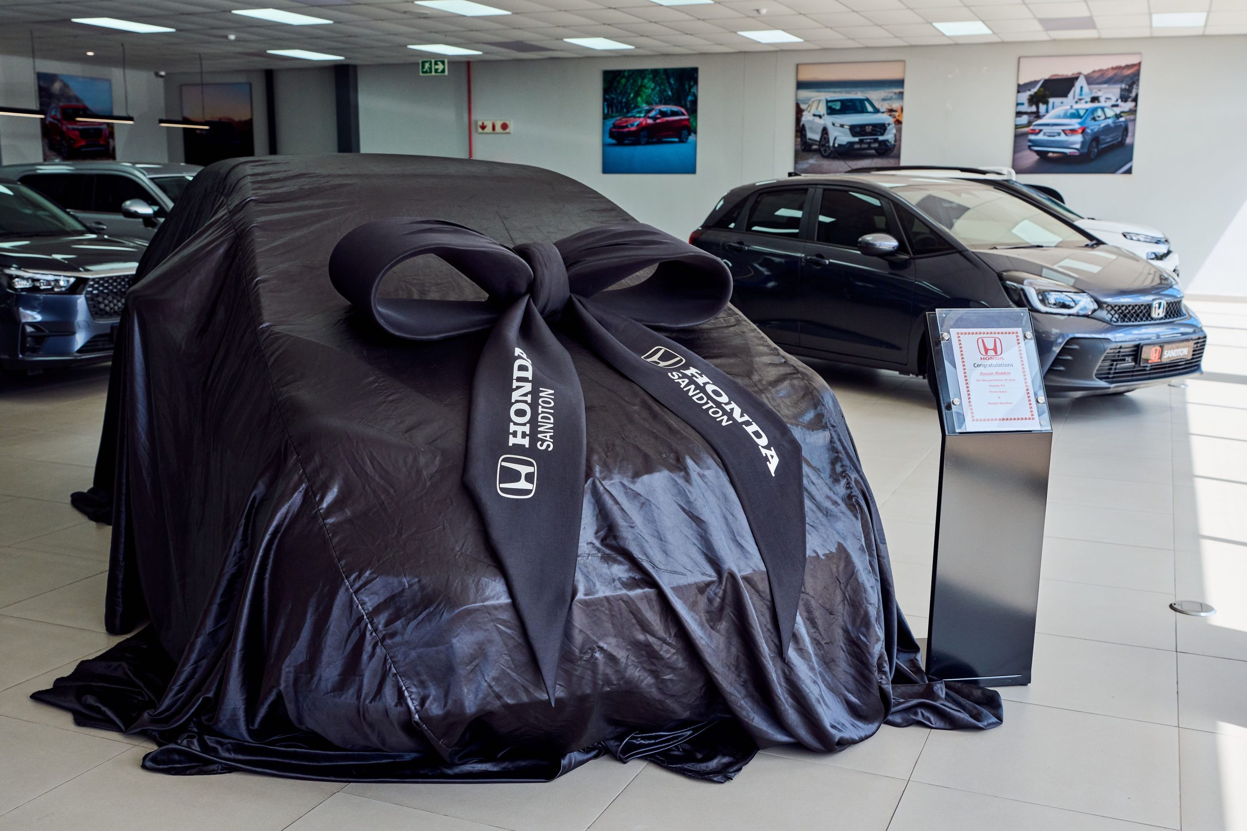 Customer collecting a new Honda at Honda Auto Sandton